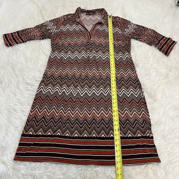 Mlle Gabrielle Womens Shift Retro Zig Zag Midi Dress Women Plus Size 3X Chevron - Picture 3 of 12